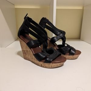 Black wedge sandals